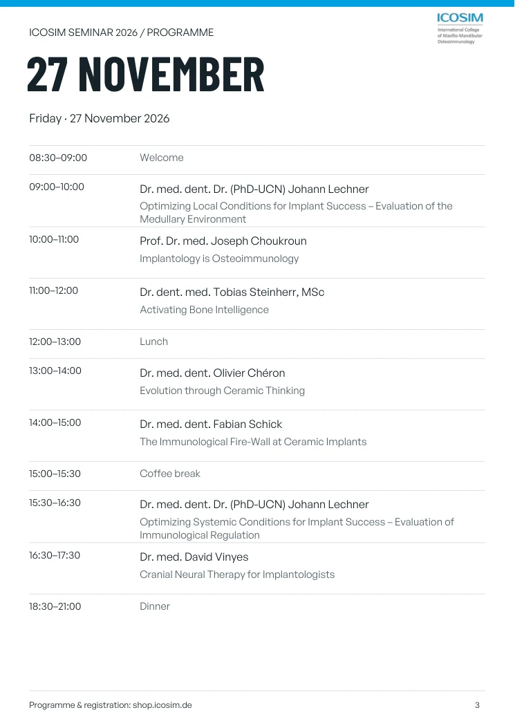 Friday 27 November programme