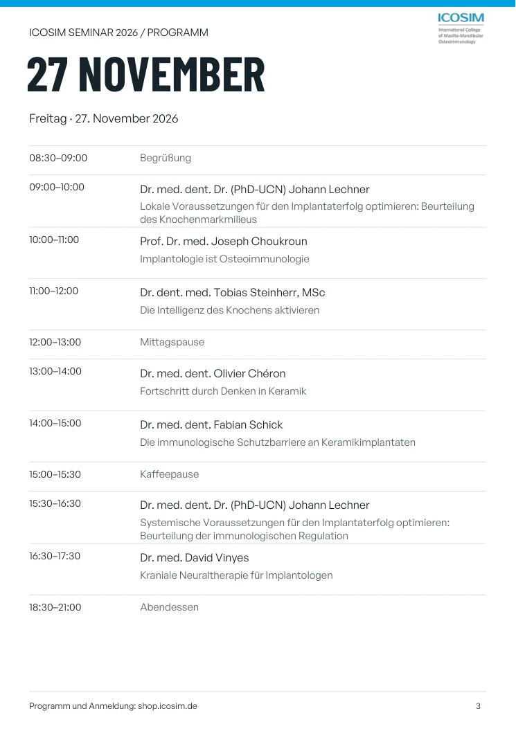Programm am Freitag, 27. November