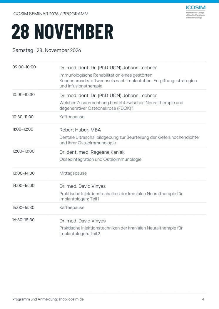 Programm am Samstag, 28. November